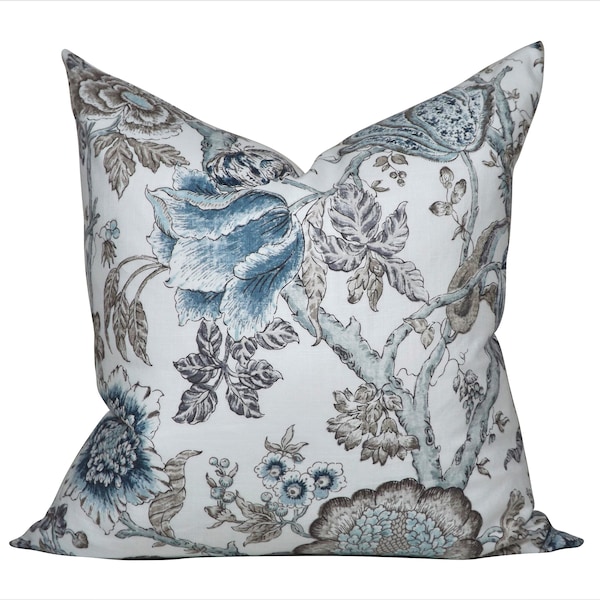 Zoey Blue Print Decorative Toss Accent Pillow Cover Zipper 20x20, 22x22, 14x20 Pillow Covers & Down Feather Cushion Insert Bundle Available