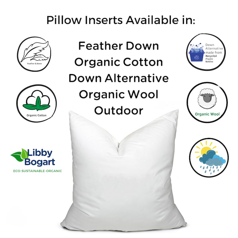 Pillow Inserts CHOOSE FILLING: Feather Down, Organic Cotton, Down Alternative, Organic Wool & Outdoor. Karate Chop Custom Sizes Sleep Pillow image 2