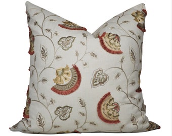 Mary Spice Embroidery Decorative Toss Accent Pillow Cover with Zipper 20x20, 22x22, 14x20 Pillow Cover & Cushion Insert Bundle Available