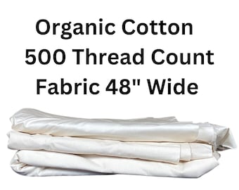 Organic Cotton Fabric 500 Thread Count 48" Wide White Feather and Down Proof