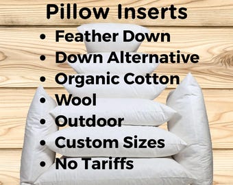 Pillow Insert Feather Down Alternative Outdoor Organic Cotton Wool Custom Size Throw Cushion Filling