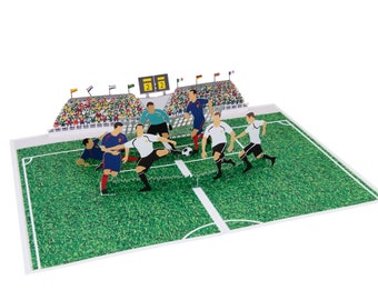 Pop Up Karte Fußball - 3D Grußkarte für Geburtstag, Männer, Kinder, Frauen, Fußballer, Sportler, Einschulung, Schulanfang