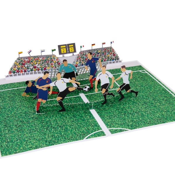 Pop Up Karte Fußball - 3D Grußkarte für Geburtstag, Männer, Kinder, Frauen, Fußballer, Sportler, Einschulung, Schulanfang