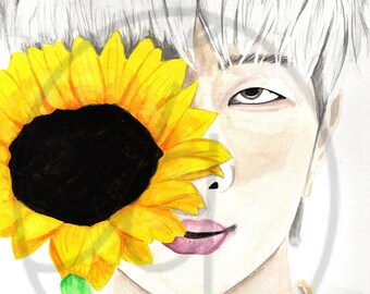RM and sunflower watercolor print