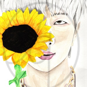 RM und Sonnenblumen Aquarell Druck
