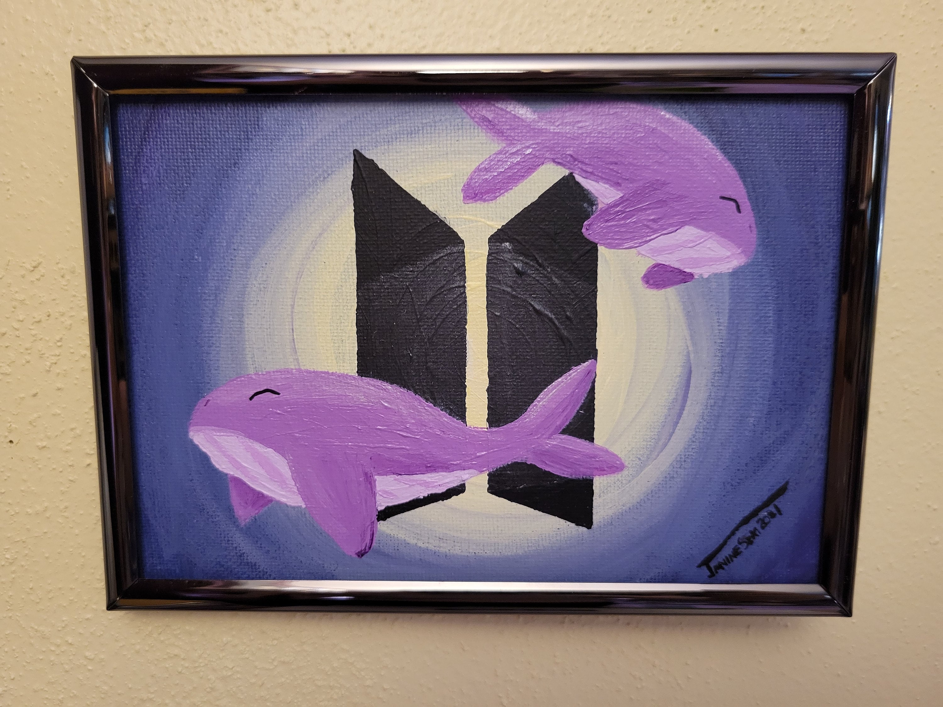 BTS クジラにインスパイアされたアクリル画 2 - Etsy 日本