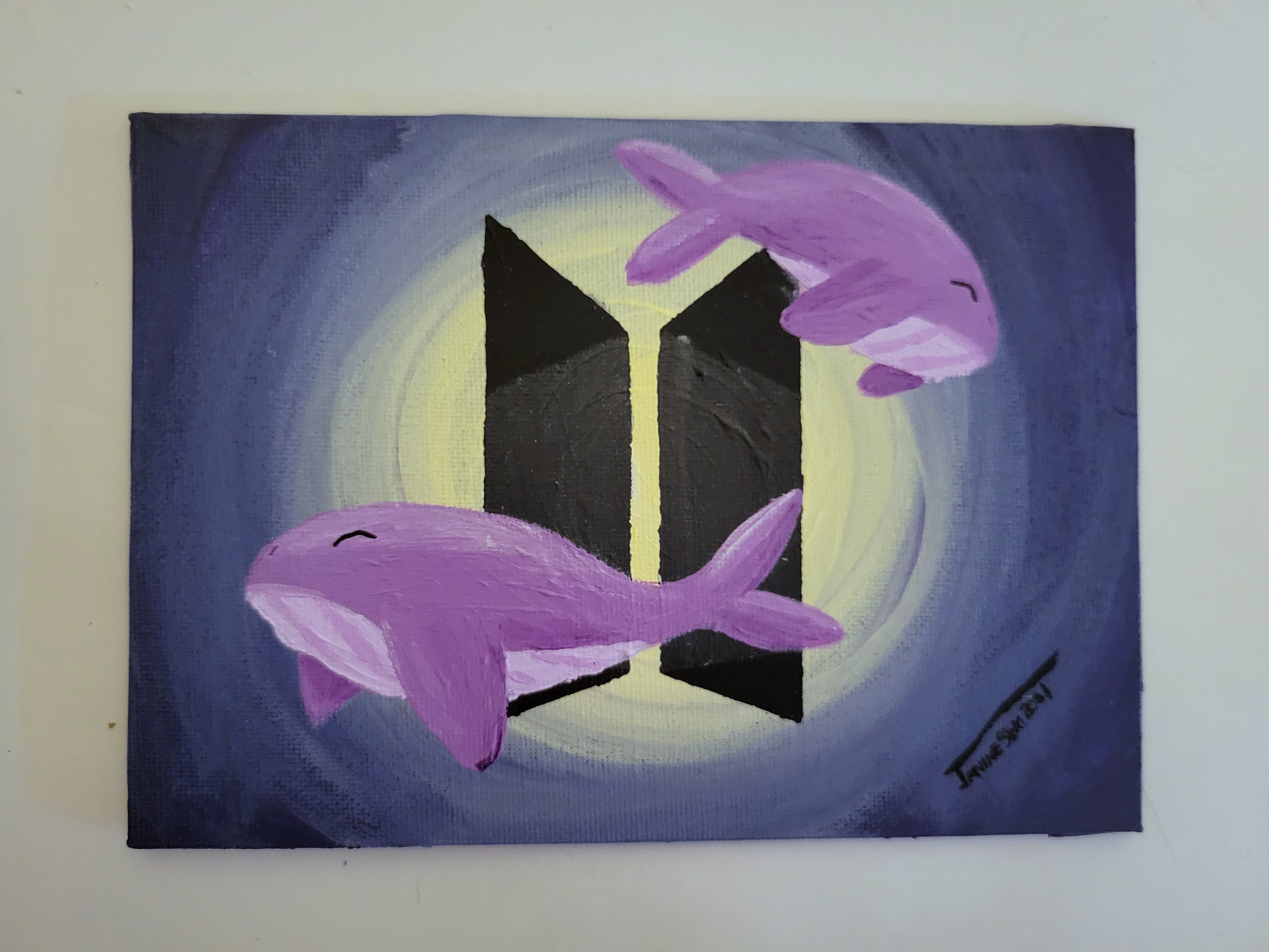 BTS Whale Inspired Acrylic Painting 2 - Etsy