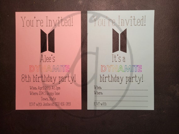 Custom BTS Dynamite Inspired Party Invitation 