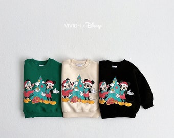 Christmas Mickey Sweater, Kids Holiday Mickey Crewneck, Made in Korea