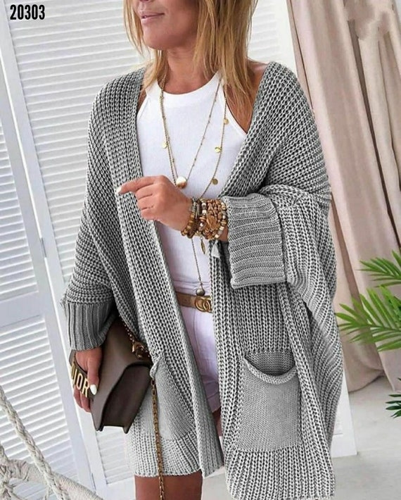 Maniobra Premedicación Método Cárdigan de mujer de gran tamaño gris para S/M/L suéter con - Etsy México Maniobra Premedicación Método Cárdigan de mujer de gran tamaño gris para S/M/L suéter con - Etsy México