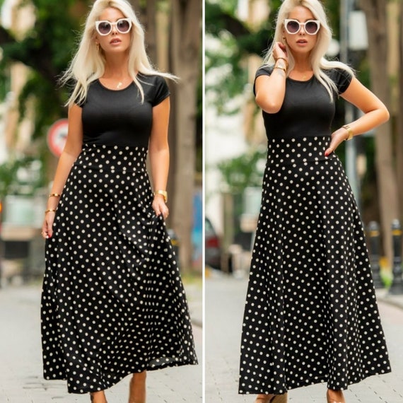 Maxi Women Dress Long Dress Polka Dot Dress Summer Dress - Etsy