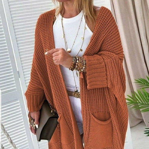 Oversize Women Cardigan for S/M/L Open Front Sweater Solid - Etsy