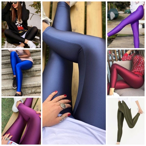 Leggings lucidi Wetlook a lunghezza intera, Leggings da discoteca, Leggings  sportivi elasticizzati da donna, Pantaloni fantasia da donna Leggings da  ballo, Leggings Yoga, 9COLORS -  Italia