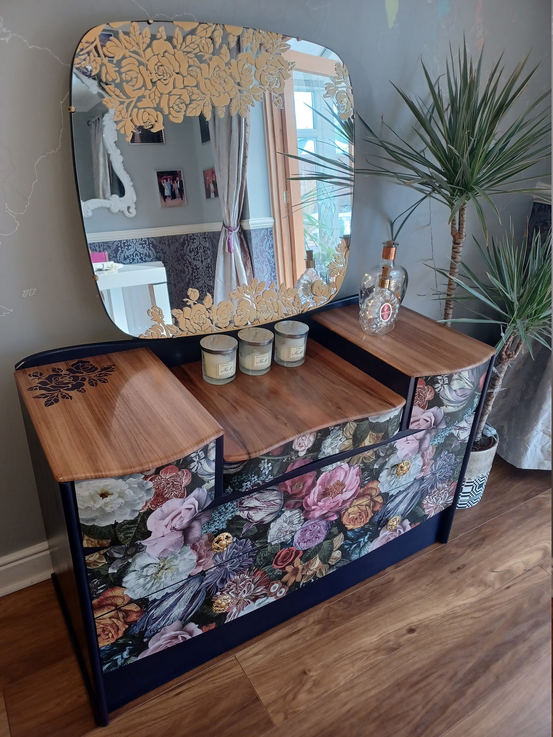 Vintage Upcycled Dressing Table / Make Up Table with Mirror Etsy