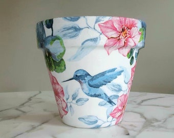 Kolibri-Blumentopf-6 Zoll, Kolibri-Übertopf, Geschenke für Pflanzenliebhaber, Geschenke für sie, Kolibri-Geschenke, Kolibris, Pflanzentöpfe, Decoupage