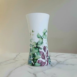 Flower vase, Eucalyptus flowers, Glass vase, Decoupage vase, Floral vase, Vases for flowers, Vase decor, Flower vases, Eucalyptus gifts