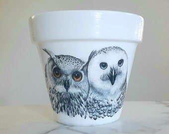 Owl planter-6", Owl gifts, Animal flowerpots, Nature gifts, Owls, Owl decor, Decoupage, Indoor planter, New home gift, Nature lover gift