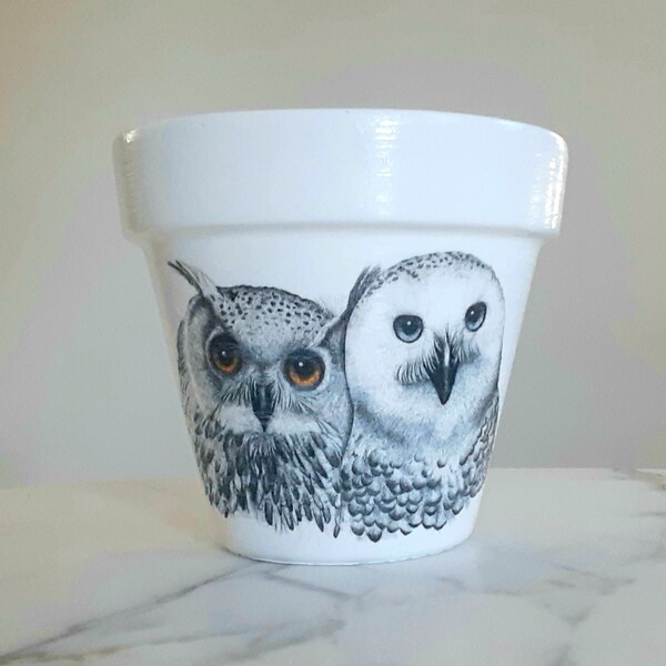 Owl planter-6", Owl gifts, Animal flowerpots, Nature gifts, Owls, Owl decor, Decoupage, Indoor planter, New home gift, Nature lover gift