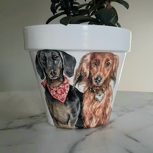 Dachshund clay pot-6&quot;, Dachshunds, Doxies, Dog gifts, Clay pots, Terracotta pots, Indoor planters, Personalized dog gift, Decoupage pots