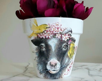 Goat plant pot-6", Animal gifts, Farm animal decor, Goat gifts, Animal planters, Bird plant pots, Decoupage, Indoor planters, Animals