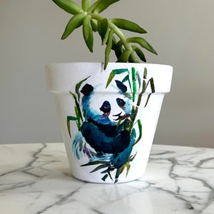 Panda planter-6&quot;, Panda bear, Jungle plant pots, Animal lover gifts, Panda bears, Indoor planters, Decoupage pot, Bamboo decor, Giant pandas