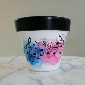 Music planter-6&quot;, Music gifts, Musical decor, Music notes, Flowerpots, Musician gifts, Indoor plant pots, Decoupage