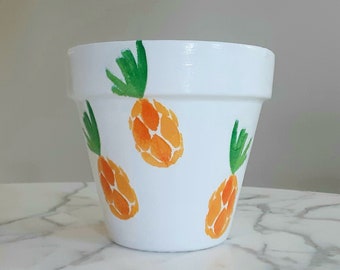 Maceta de arcilla con forma de piña para decoupage - Decoración tropical, regalo para mamá (15 cm)