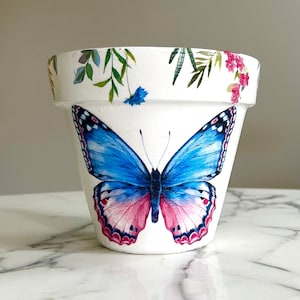 Butterfly planter, Butterfly flowerpots, Butterfly gifts, Indoor plant pots, Nature gifts, Decoupage pots, Butterfly art, Large planters