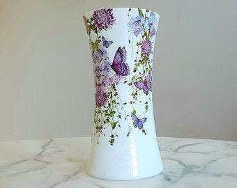 Glass vase, Lavender vase, Decoupage vase, Butterfly vase, Glass container, Butterfly gifts, Butterflies, Purple vase
