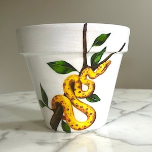 Snake planter-6&quot;, Snake flowerpots, Rainforest decor, Animal lover planters, Snake gifts, Reptiles, Indoor plant pots, Decoupage, Snake