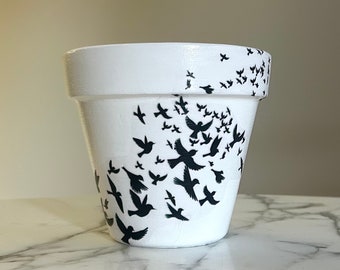 Bird planters, Flying bird decor, Bird flowerpots, Decoupage pots, New home gifts, Flowerpots, Indoor planter, Bird silhouette