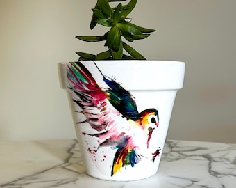 Uil kleipot, Terracotta pot, Binnenplanter, Uil cadeau, Home decor, Inwijdingsfeest cadeau, Decoupage pot, Bloempot, Uilen