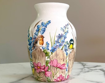 Vaso di fiori per uccelli, vaso di vetro, regali per uccelli, regali per la nuova casa, vaso per amanti degli uccelli, vasi, regali per hostess, decorazioni per uccelli, arte degli uccelli, uccelli