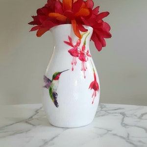 Jarrón de colibrí, florero de colibrí, jarrón de cristal, regalos de colibrí, colibríes, floreros, jarrones, decoupage, regalo para casa nueva, decoración