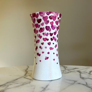 Liebesvase, Herzvase, Decoupagevase, Jubiläumsvase, Hochzeitsvase, Herzdekor, Liebesgeschenk, Herzgeschenk, Rotes Herzvase, Vasen