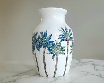 Palm Tree Glass Vase: Beach House Decor, Vases