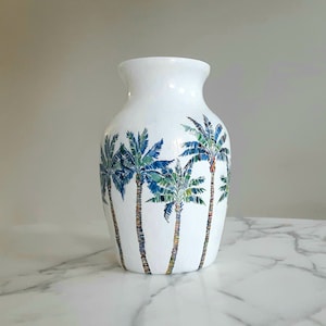 Palm tree vase, Glass vase, Beach vase, Vases for flowers, Palm tree decor, Beach decor, Decorative vase, Beach gifts, Ocean decor Beaches