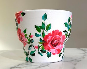 Rose planter, Rose decor, Rose vines, Terracotta pot, Gifts for her, Hostess gift, Spring plant pot, Rose flowerpots, Indoor planters, Roses