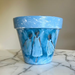 Angel clay pot-6 inch, Angel gift, Angels, Indoor planter, Decoupage pot, Angel decor, In memory of, Spiritual planter, Angel flowerpots