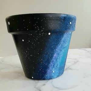 Galaxy flowerpot-6-inch, Galaxy plant pots, Space planters, Hand painted space pot, Terracotta pots, Space gifts, Universe, Earth gifts