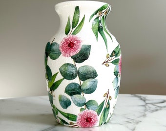 Flower vase, Eucalyptus flowers, Glass vase, Decoupage vase, Floral vase, Vases for flowers, Vase decor, Flower vase, Eucalyptus flower vase
