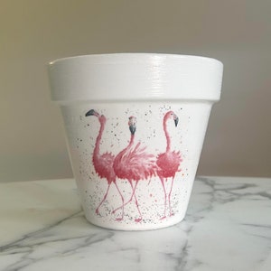 Flamingo flowerpot-6 inch, Flamingo gifts, Flamingos, Decoupage pot, Flamingo pots, Flamingo gifts, Indoor planters, Gifts for her