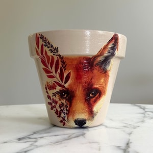 Fox flowerpot-6 inch, Fox planters, Fox decor, Fox gifts, Indoor planters, Fox plant pots, Fall decor, Plant lover gifts, Decoupage pots