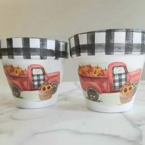 Herbst Blumentöpfe, Herbst Deko, Herbst Tischdekoration, Hostess Geschenke, HerbstGeschenke, Indoor Übertopf, Herbst Übertopf, Decoupage, Geschenke für sie