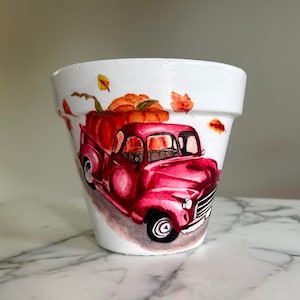 Herbst Übertopf, 15 cm Blumentöpfe, Herbst Wohndekor, Kürbis Blumentöpfe, Herbst LKW Pflanzentöpfe, Herbst Gastgeber Geschenke, Indoor Pflanzer, Decoupage Übertöpfe