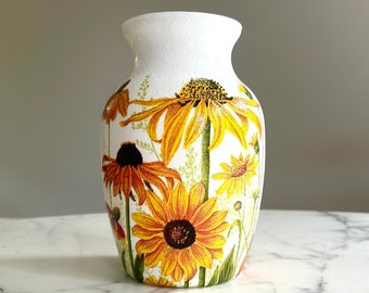 Sunflower vase, Black-eyed Susan vase, Vases for flowers, Decorative vase, Bright home decor, Glass vase, Gifts for mom, New home gifts