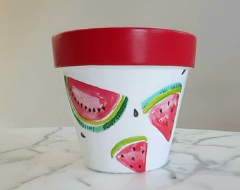 Watermelon plant pot-6 inch, Watermelon gifts, Clay pots, Indoor planters, Fruit gifts, New home gifts, Planters, Indoor planters, Decoupage