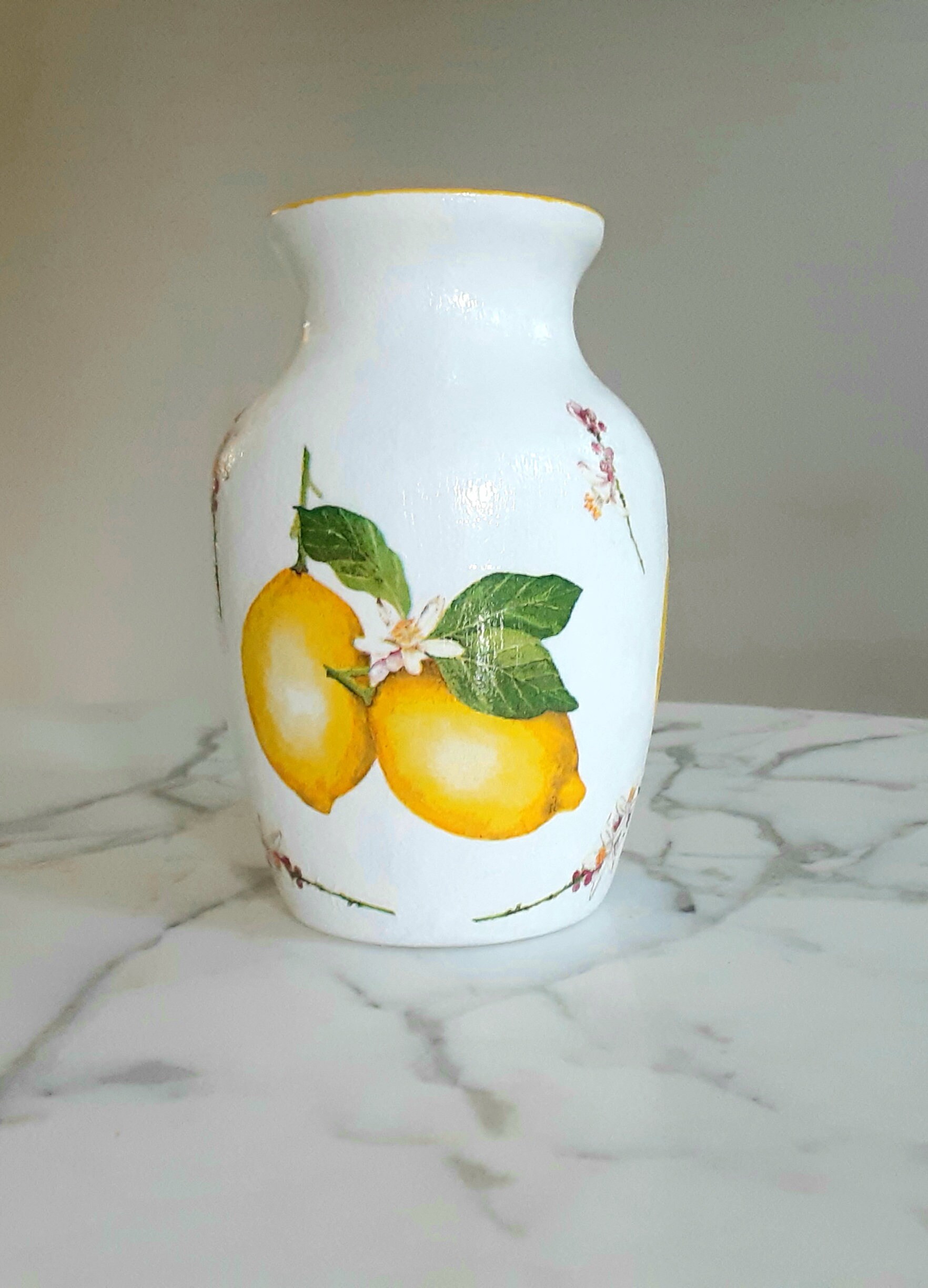 Lemon Vase Flower Vase Glass Vase Lemon Decor Lemons Etsy