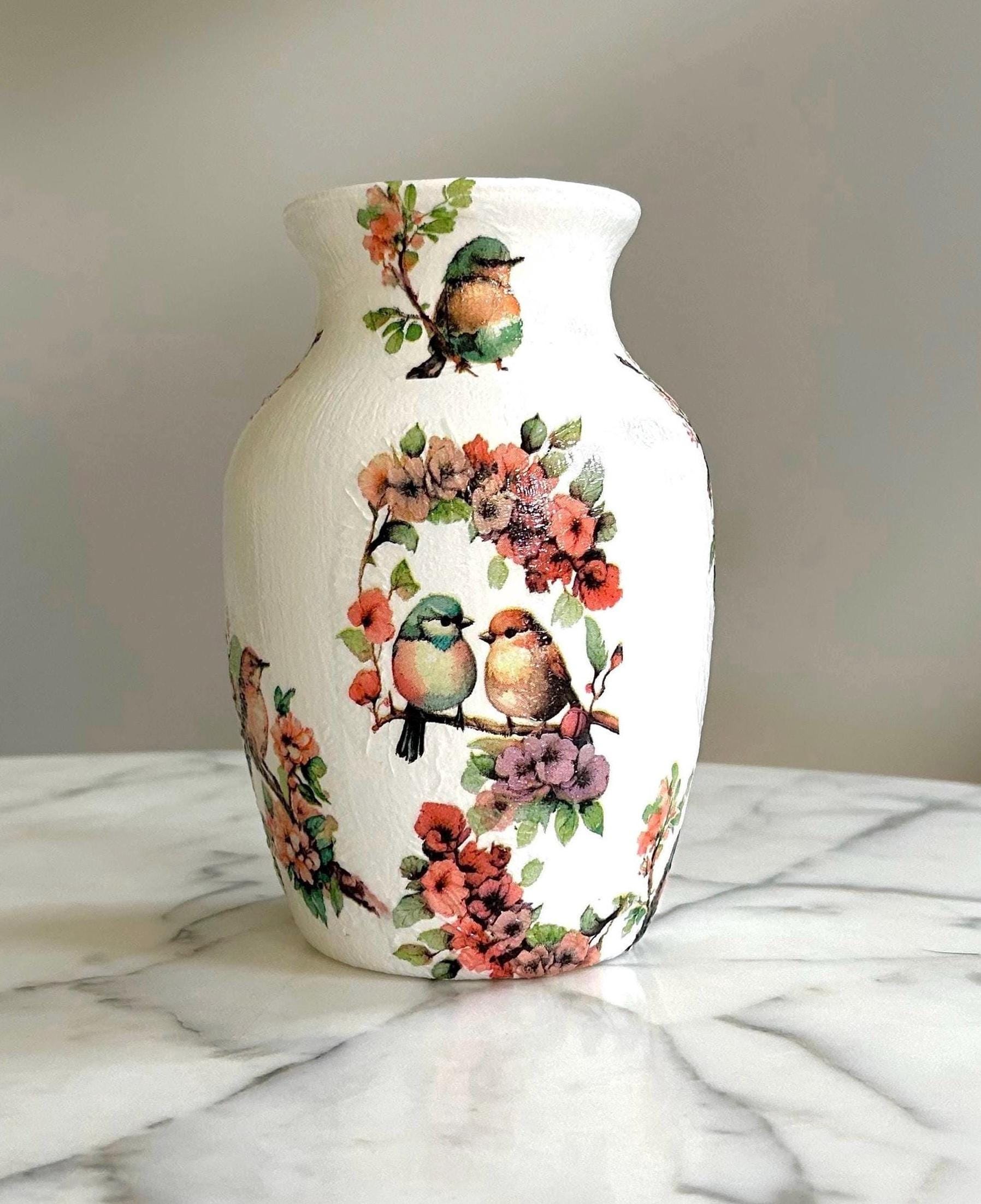 陶器の花瓶 鳥と花のデザイン Despots(デスポッツ) Bird's Nest vase 花瓶 陶器 - アーティ