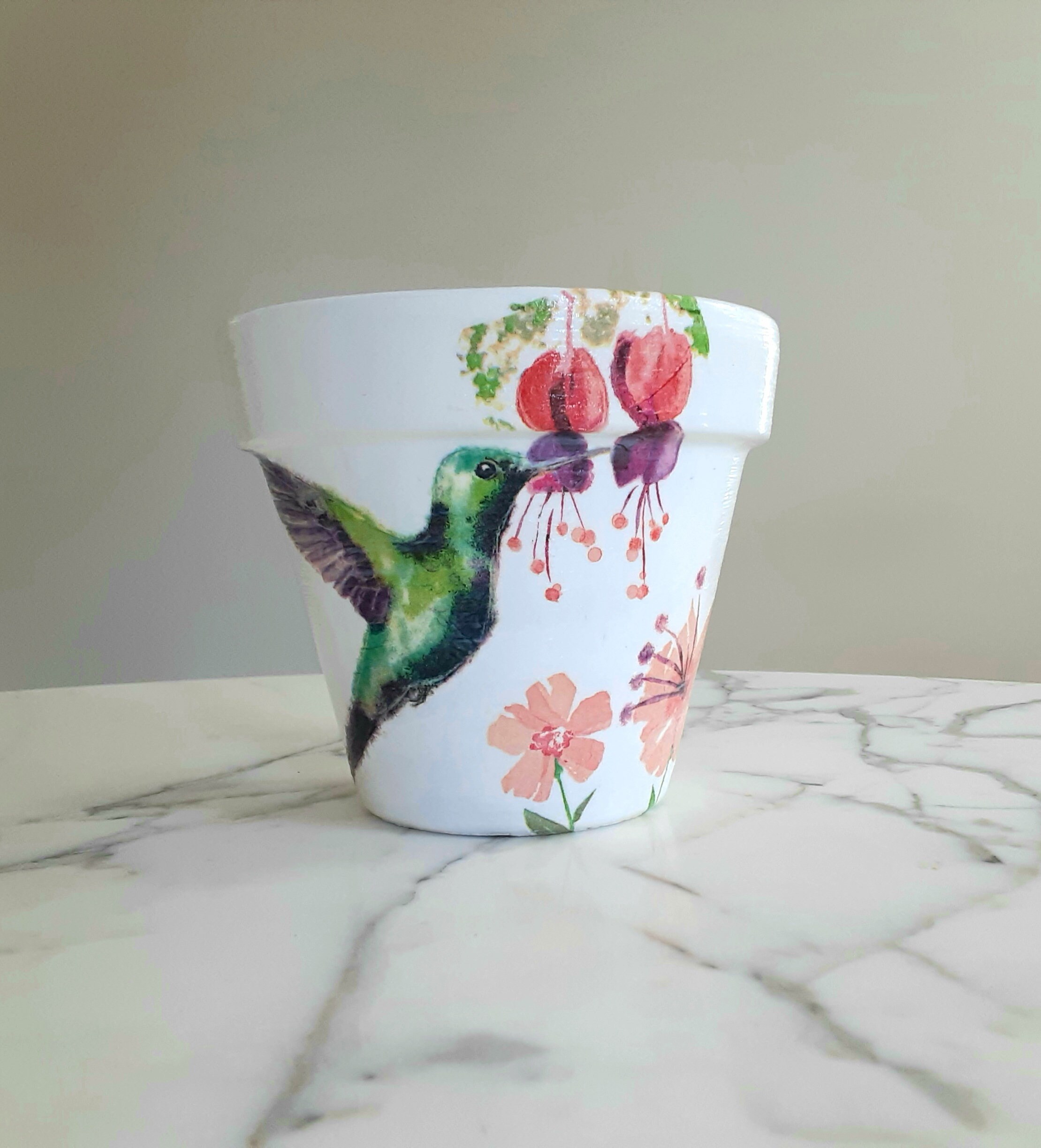 Hummingbird Flower Pot: Decoupage Honeysuckle Planter (6-inch) - Etsy  Denmark
